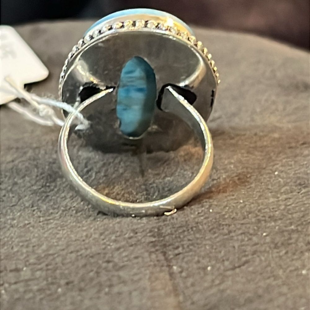 NWT ARTISAN CRAFTED NATURAL BLUE APATITE OVAL RING IN 925 STERLING SILVER SZ8.5 - Picture 8 of 12